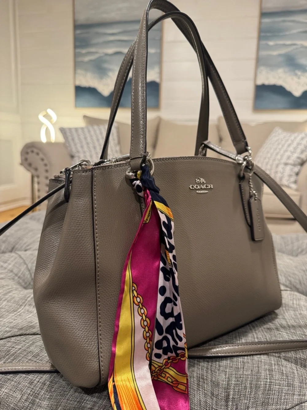 Coach Christie Gray Fog Saffiano Leather Satchel - Picture 3 of 17